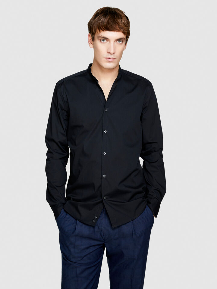 Mandarin collar shirt - men's slim fit shirts - Black | Sisley image number 4